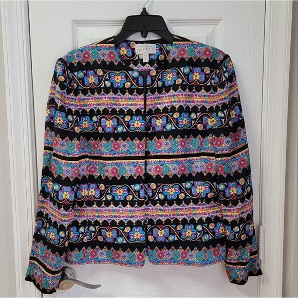 Vintage Adrianna Papell Silk Jacket 6 - Picture 1 of 7